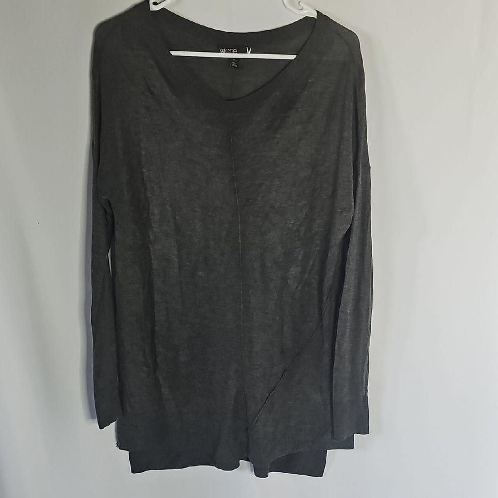 Valette V-Neck Tunic Sweater Small‎ Charcoal Gray Minimalist Grunge Layer Casual